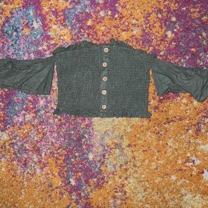 Green Cropped Stretchy Off the Shoulders Top